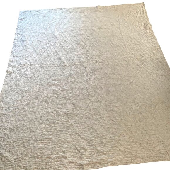 Hand Stitched Vintage Diamond Patchwork Quilt Blanket Pastels Floral 84" X 72" - Picture 2 of 11